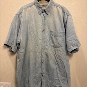 90s Vintage Denim Faded Men’s Button Down Shirt XL 25x30